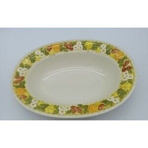 Vintage Vernonware Metlox-Della Robia-Oval Serving Dish-Metlox-12" x 9"-USA